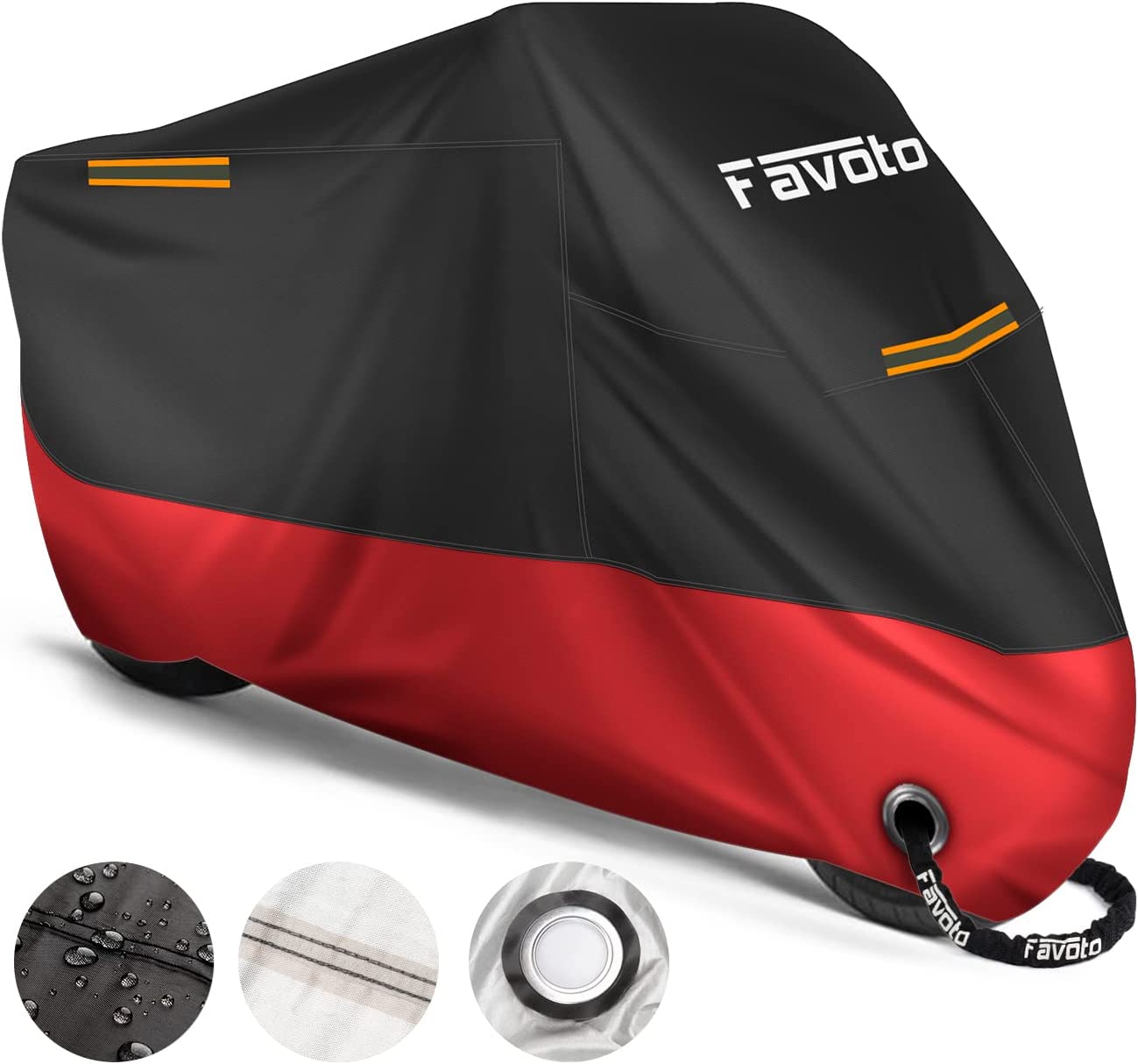 chollo Favoto Funda para Moto Cubierta de Moto 210D - 265x105x125cm Negro+Rojo
