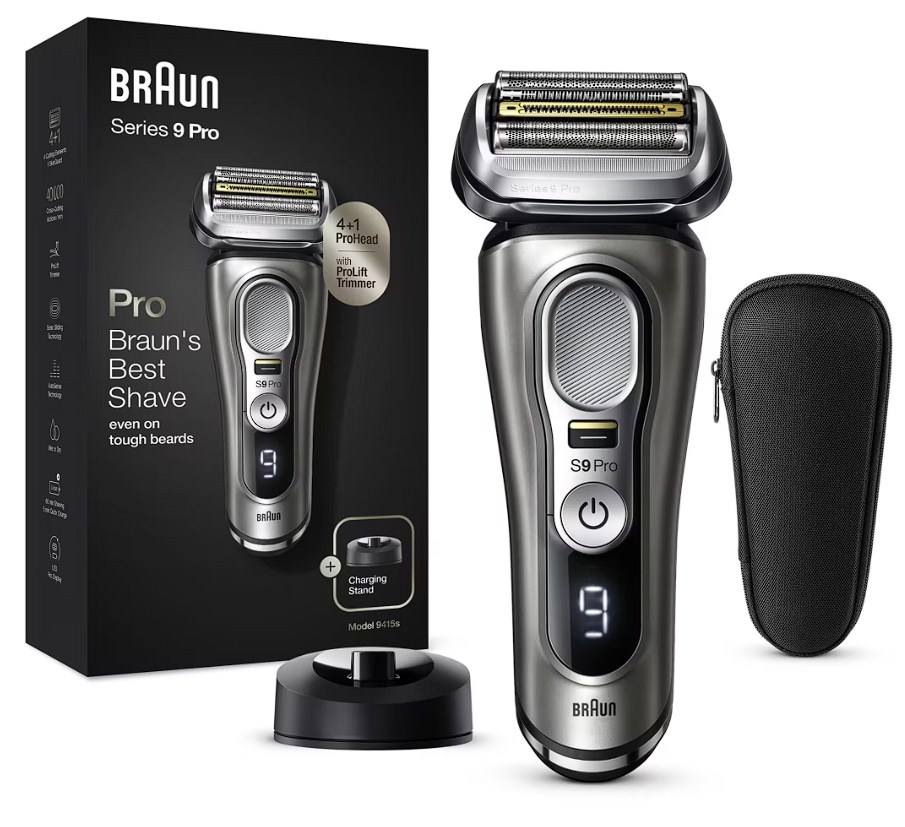 chollo Braun Series 9 Pro 9415s afeitadora eléctrica hombre, cabezal 4+1 con recortadora ProLift, afeitadora eléctrica con batería de 60 minutos, uso en seco y en mojado con barba de 1, 3 Y 7 días