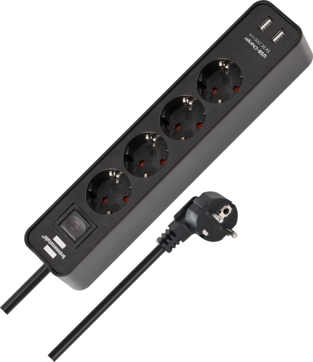 chollo Brennenstuhl Ecolor regleta enchufes con 4 tomas de corriente y función de carga USB (2 puertos de carga USB, interruptor, 1,5m cable) negro