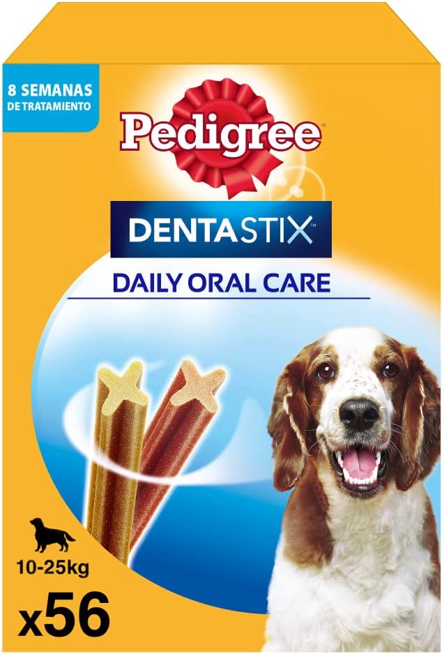 chollo Pedigree Dentastix Snack Dental para la Higiene Oral de Perros Medianos (1 Pack de 56ud)