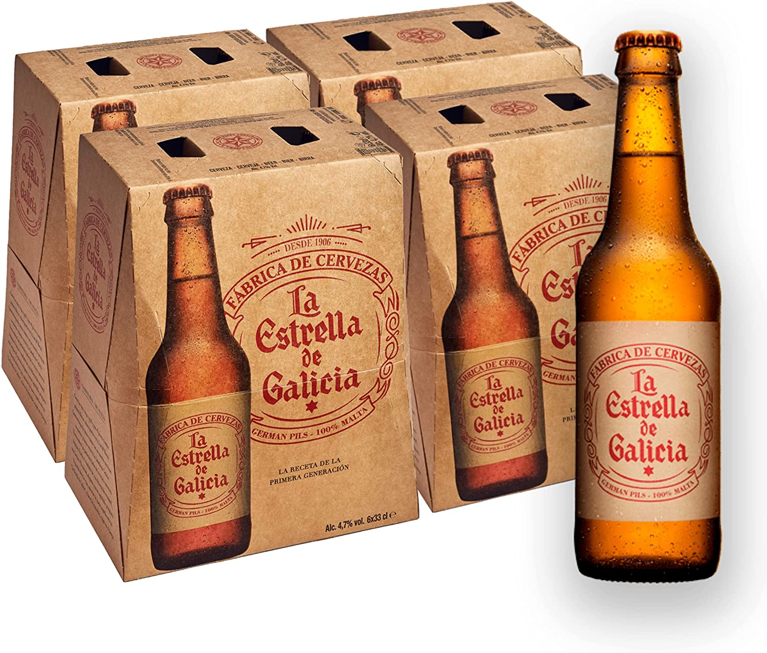 chollo La Estrella de Galicia Cerveza - Pack de 24 botellas x 330 ml