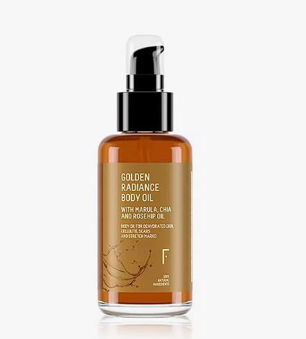chollo Golden Radiance Body Oil - Aceite corporal 100% natural nutre, reafirma y trata estrías