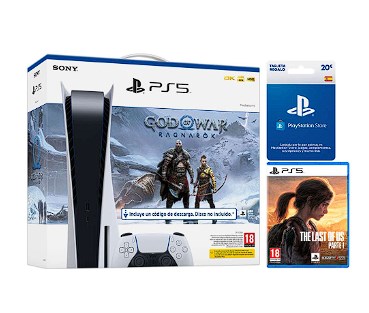 chollo Consola PS5 + God of War + The Last of Us + Tarjeta 20€ de PSN