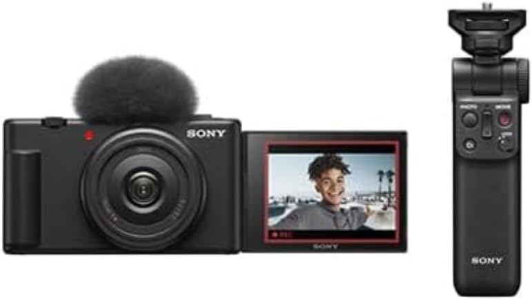 chollo Sony ZV-1F Cámara Digital, para Vlogs, con Pantalla Multiángulo, Vídeo 4K + GPVPT2BT.SYU estabilizador Mando Bluetooth inclinación y trípode