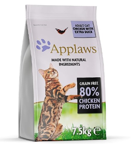 chollo Applaws Comida Seca Completa Natural de Pollo con Extra de Pato para Gatos Adultos - Bolsa Resellable de 7.5 kg