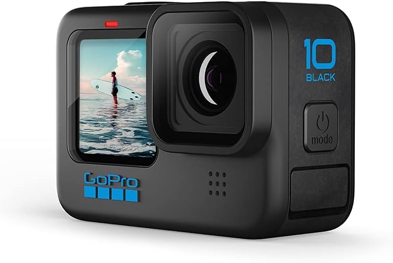 chollo GoPro HERO10 Black - Cámara de acción a prueba de agua con LCD frontal y pantallas traseras táctiles, video 5.3K60 Ultra HD, fotos de 23MP, transmisión en vivo de 1080p, cámara web, estabilización