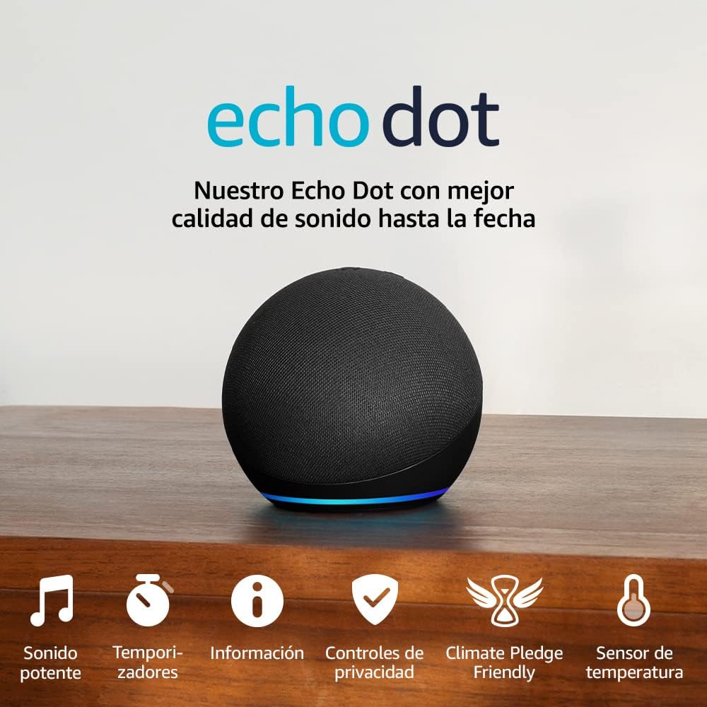 chollo Echo Dot (5.ª generación, modelo de 2022) | Altavoz inteligente wifi y Bluetooth con Alexa, con sonido más potente y de mayor amplitud | Antracita