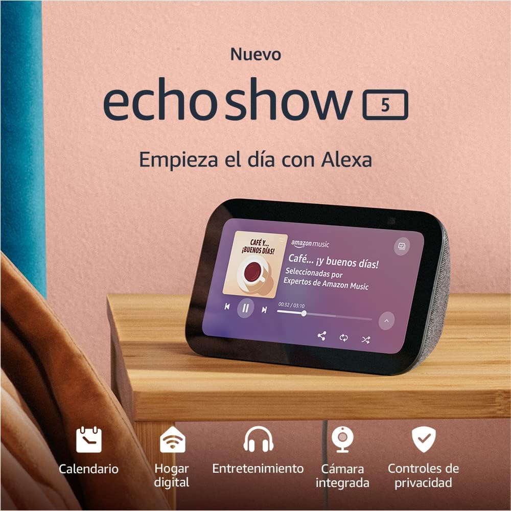 chollo Nuevo Echo Show 5 (3.ª generación) | Pantalla táctil inteligente con Alexa diseñada para controlar tus dispositivos de Hogar digital y más 