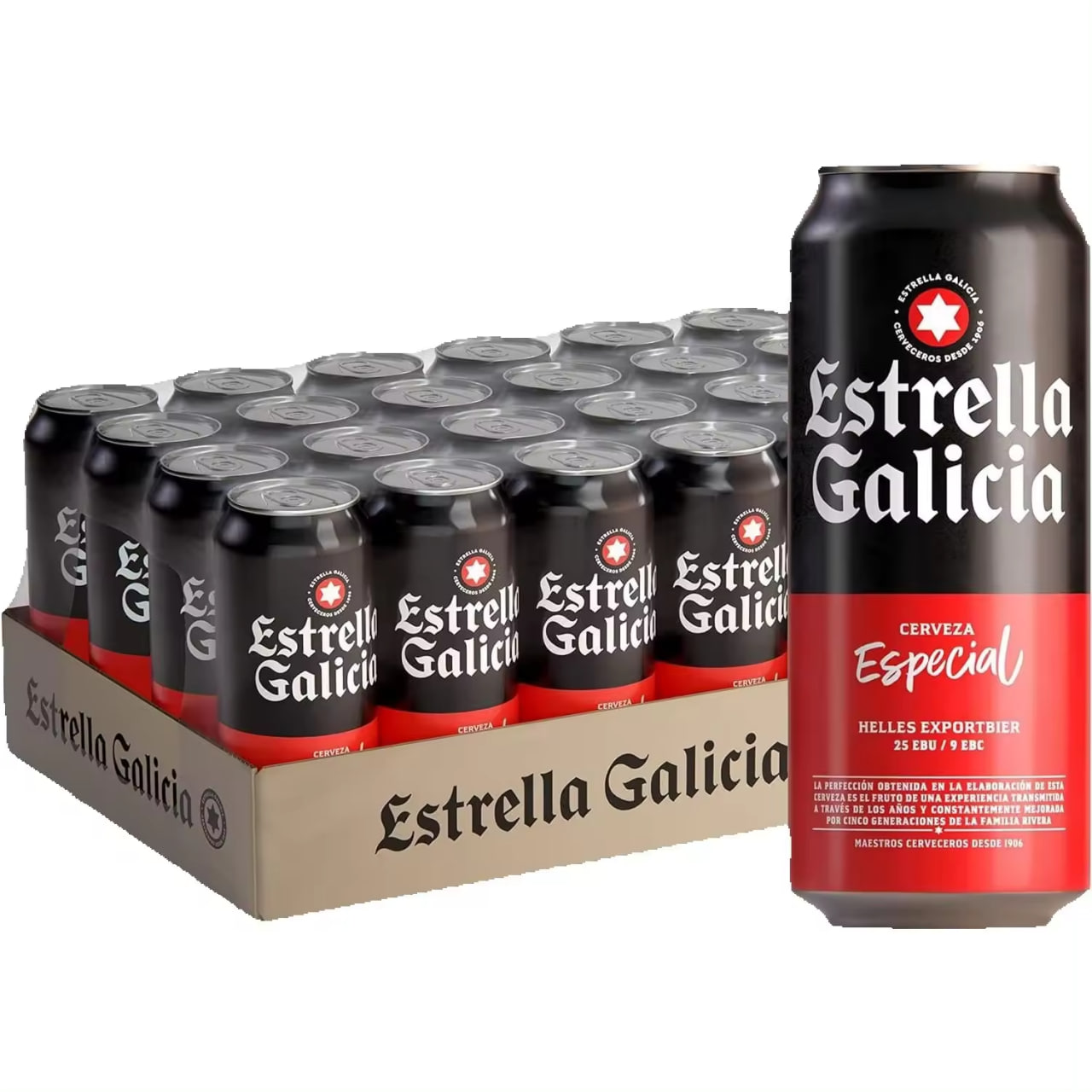 chollo Estrella Galicia Especial 50 cl - Cerveza Lager Especial - Pack de 24 Latas