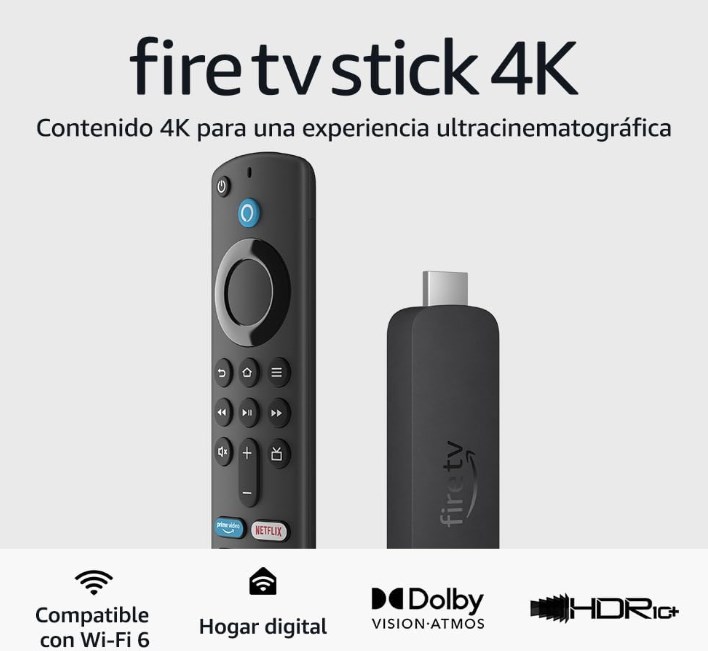 chollo Amazon Fire TV Stick 4K | Dispositivo de streaming compatible con Wi-Fi 6, Dolby Vision, Dolby Atmos y HDR10+