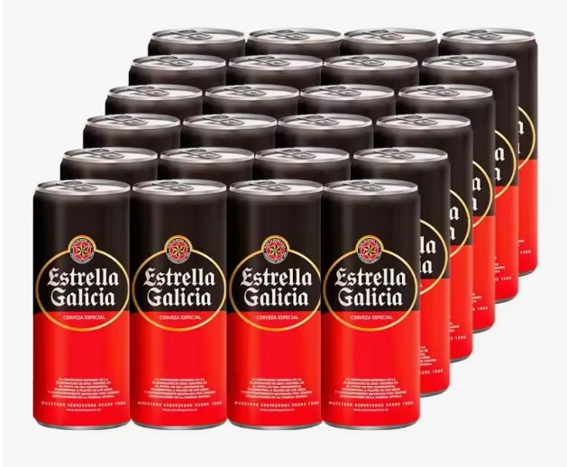 chollo Estrella Galicia Especial - Cerveza Lager Especial, Pack de 24 Latas x 33 cl