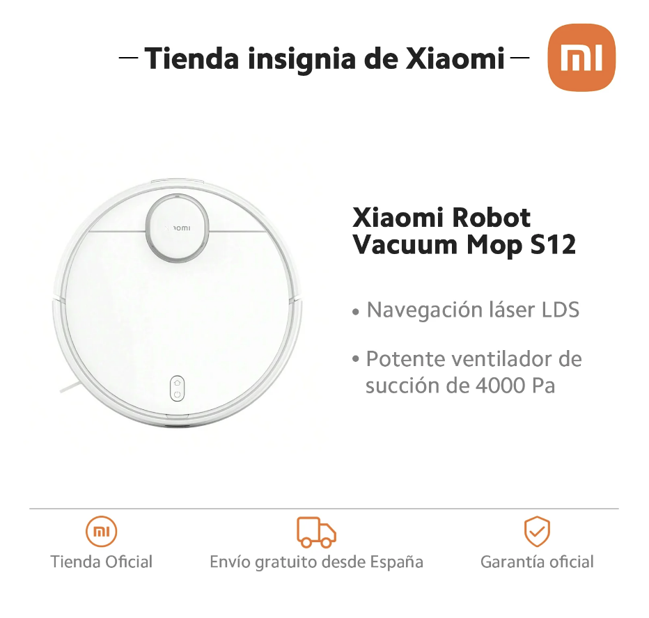 chollo Xiaomi Robot Vacuum Mop S12,Navegación láser LDS