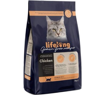 chollo Lifelong - Alimento seco para gatos sénior con pollo fresco, receta sin cereales, 3kg